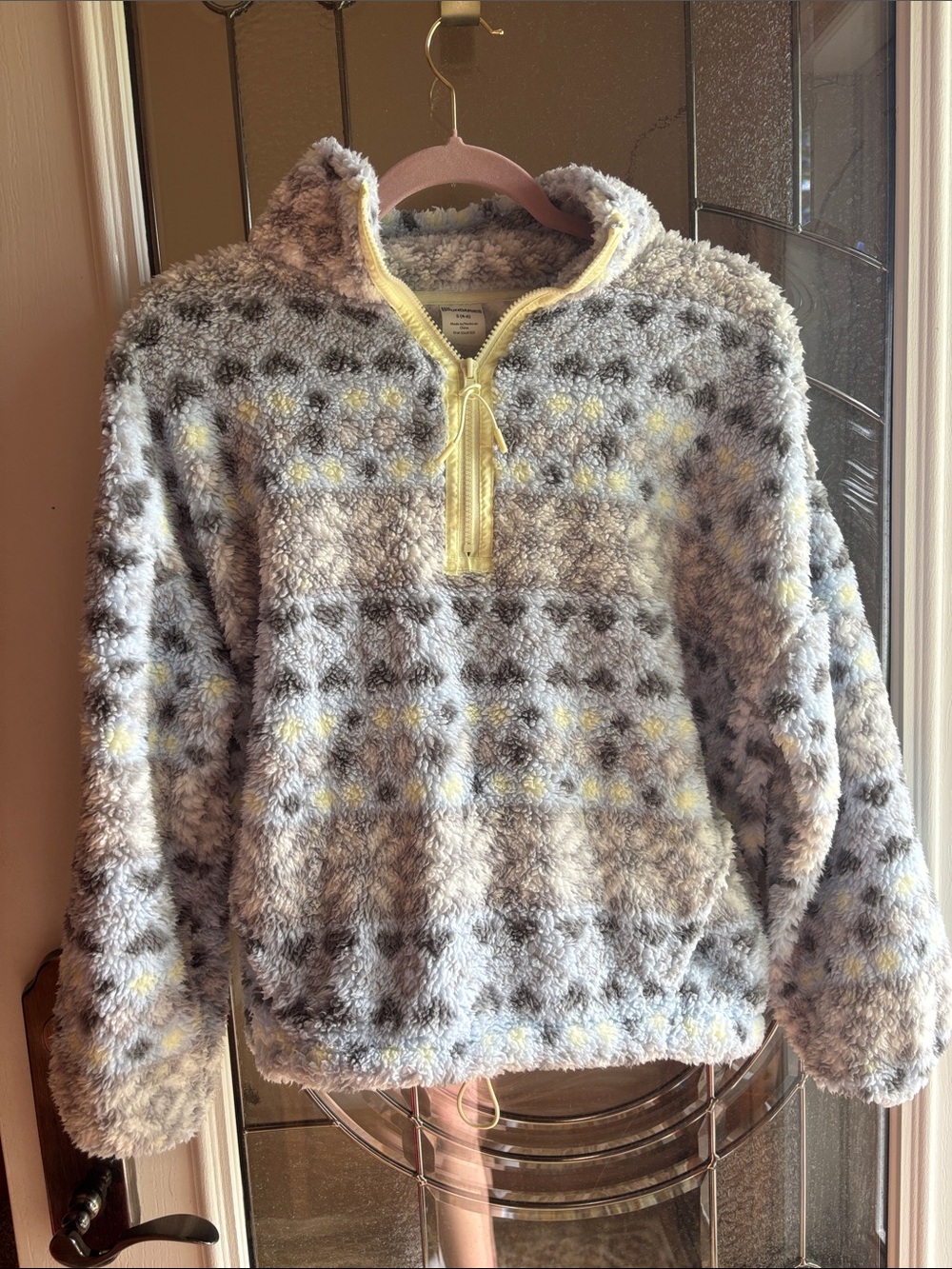 Cozy Fuzzy Half-Zip Pullover - Gray & Yellow
